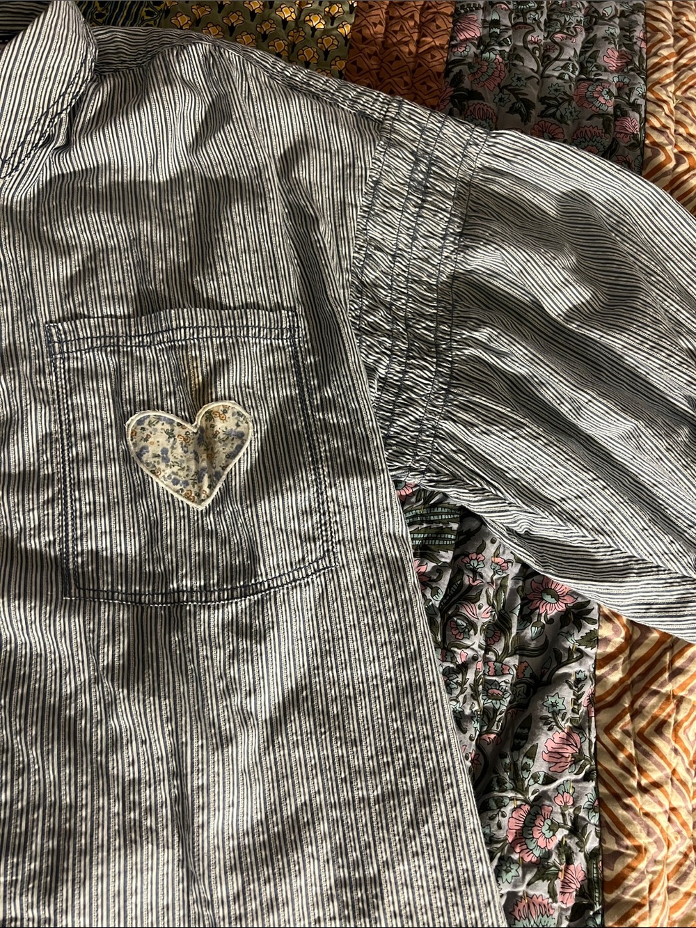 Pilcro Light Blue Mixed Print Striped Button-Down Shirt - Picture 13 of 16